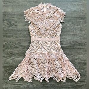 Self-Portrait Pink Lace Sleeveless Dress Women’s Size 6